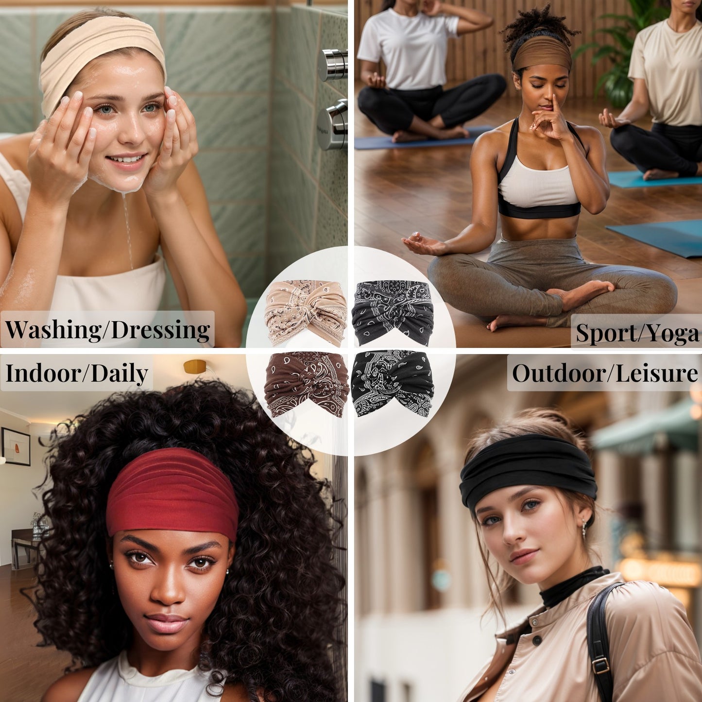 Wide Headbands for Women Turban Headband Twisted Knot Paisley Pattern