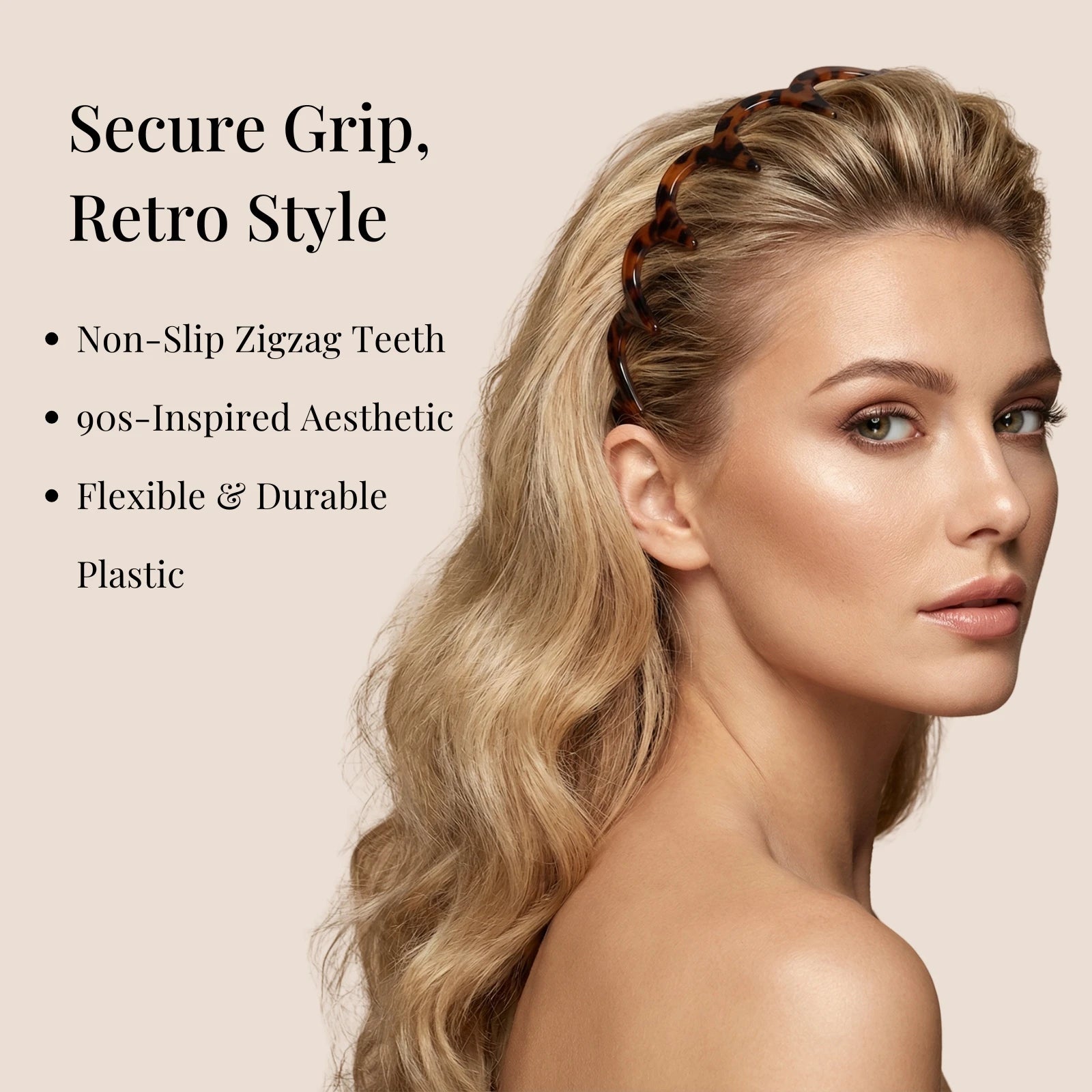 U Shape Fashion Hair Comb Headband with Teeth, High Cranium Zig Zag Headbands for Women Men Non-slip Plastic Hairbands Classic 90s Hair Accessories 2pcs