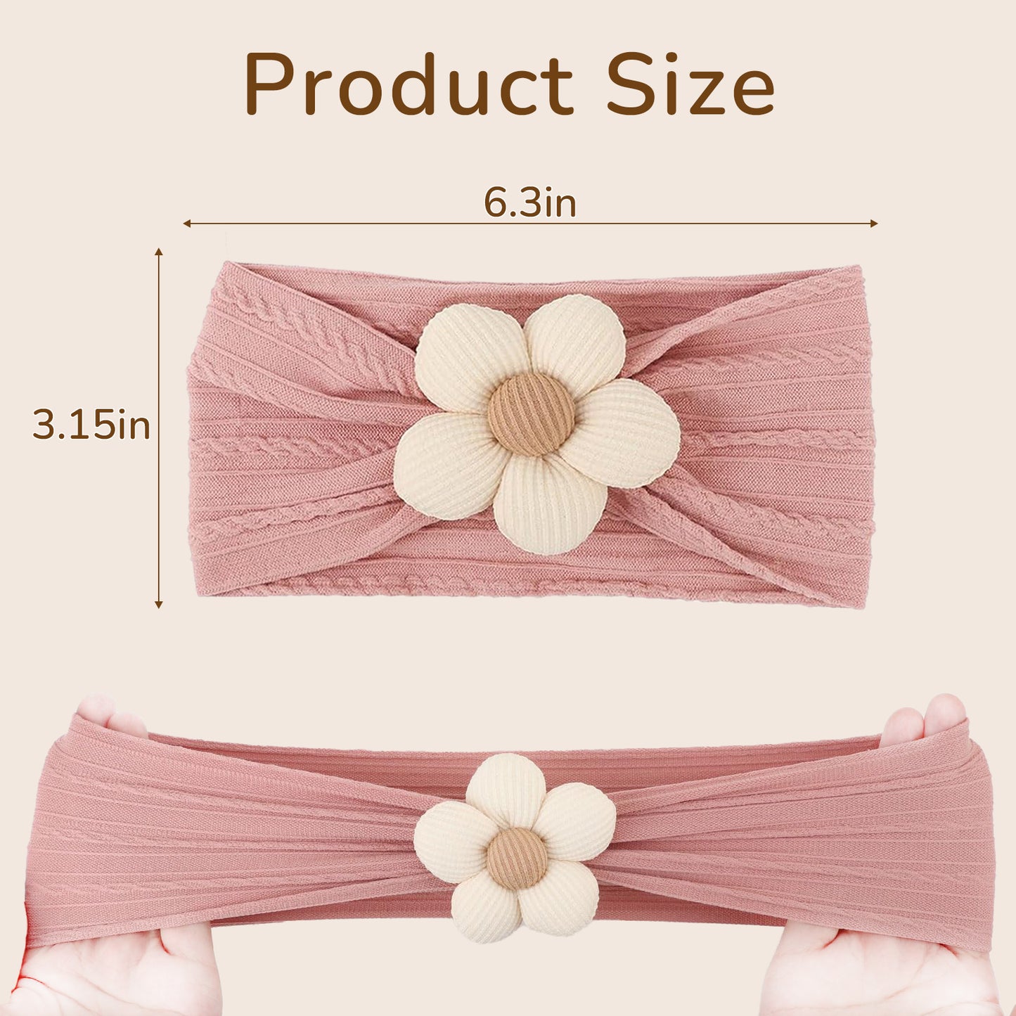 Baby Flower Headbands Soft Stretchy Nylon Hair Accessories for Newborn Infant Toddler