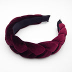 Braided Velvet Headband for Women Soft Twisted Hair Hoop Wide Padded Hairband for Makeup, Washing Face, Daily Wear