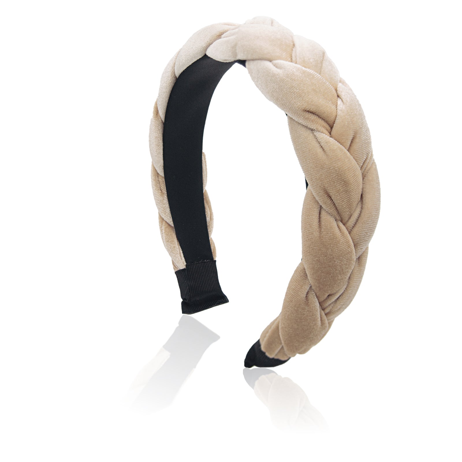 Braided Velvet Headband for Women Soft Twisted Hair Hoop Wide Padded Hairband for Makeup, Washing Face, Daily Wear