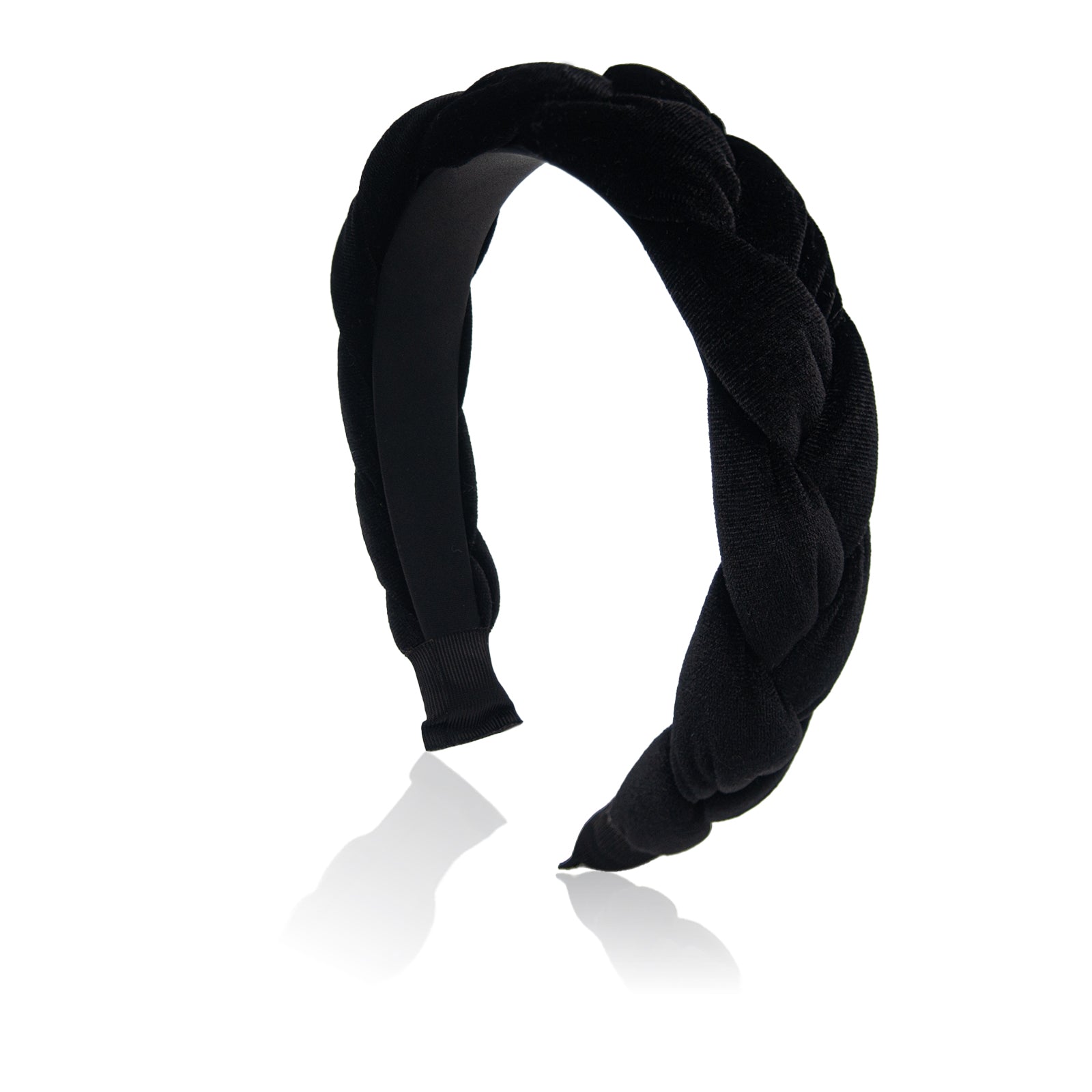 Braided Velvet Headband for Women Soft Twisted Hair Hoop Wide Padded Hairband for Makeup, Washing Face, Daily Wear