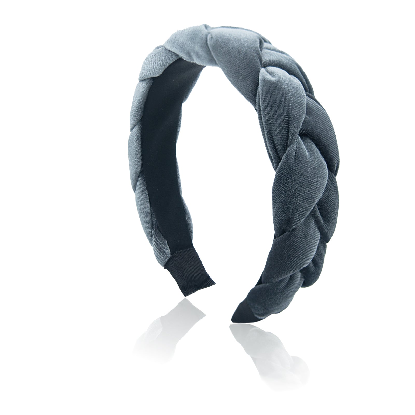 Braided Velvet Headband for Women Soft Twisted Hair Hoop Wide Padded Hairband for Makeup, Washing Face, Daily Wear