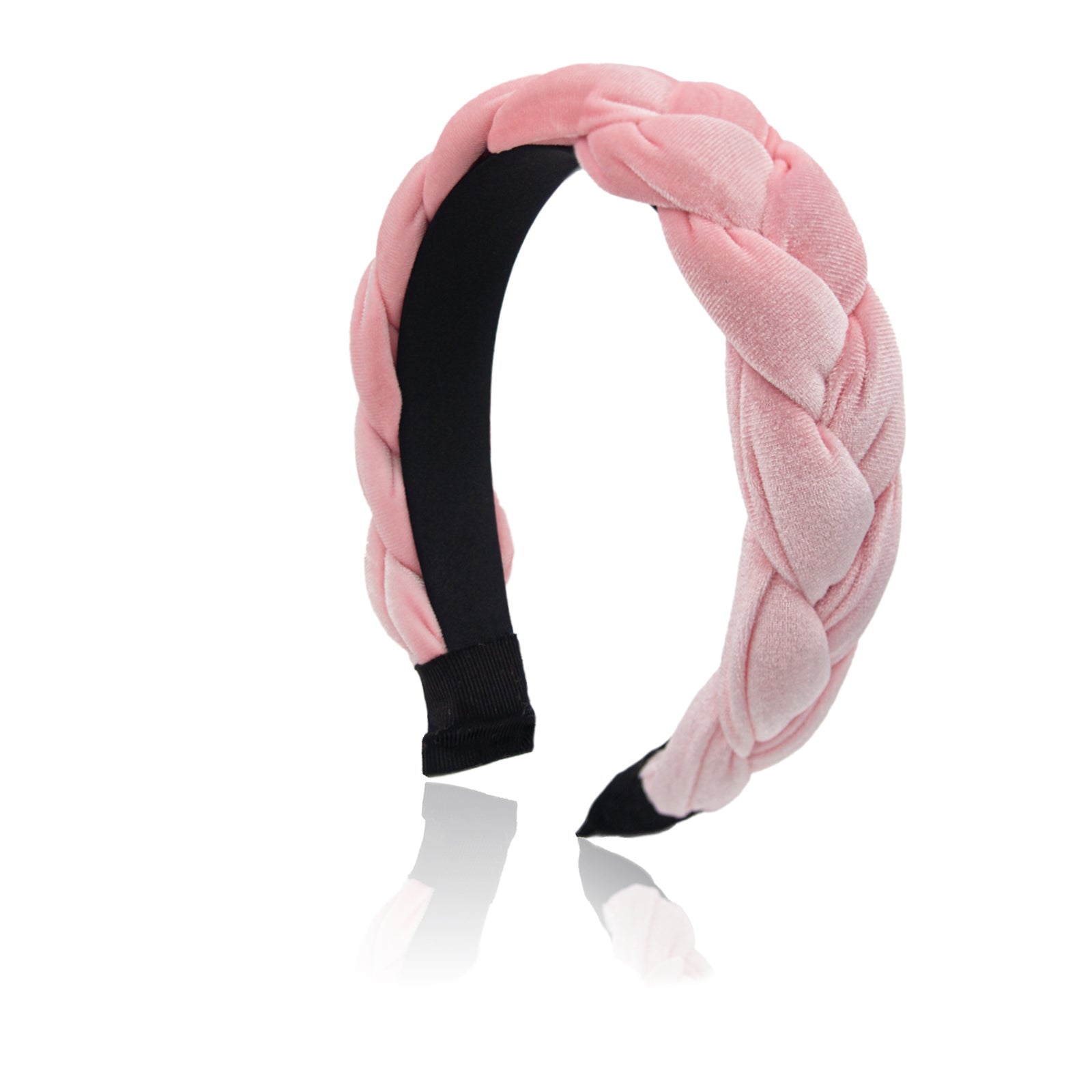 Braided Velvet Headband for Women Soft Twisted Hair Hoop Wide Padded Hairband for Makeup, Washing Face, Daily Wear