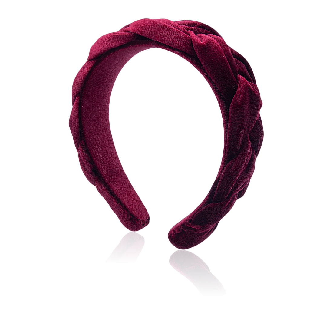 Braided Headbands Velvet Headband for Women Soft Twisted Hair Hoop Non-Slip Wide Padded Hairband for Makeup, Washing Face, Daily Wear