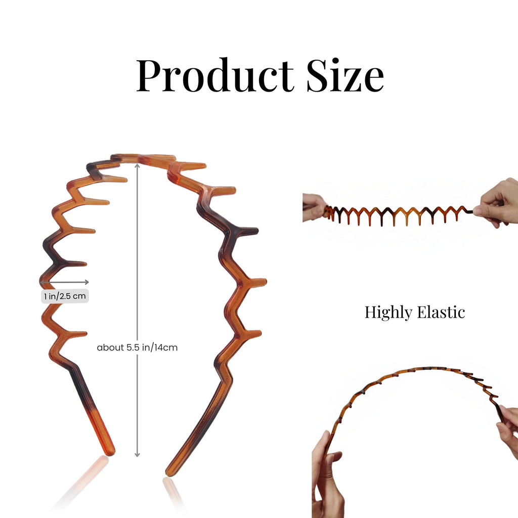 Zig Zag Headbands for Women Non-slip Plastic Hairbands Shark Teeth Hair Comb Wavy Headband Hair Hoop for Workout Washaing Face