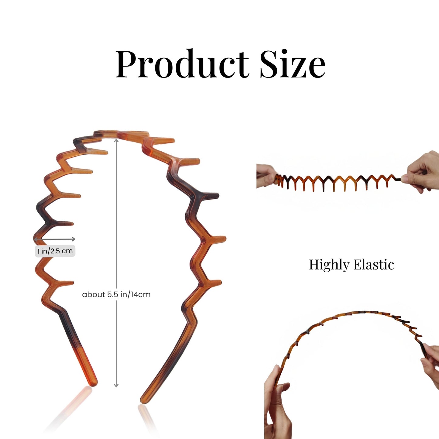 Zig Zag Headbands for Women Non-slip Plastic Hairbands Shark Teeth Hair Comb Wavy Headband Hair Hoop for Workout Washaing Face