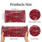 Paisley Bandana Print Headband 4-Pack | Soft Stretch Wide Sport Wraps | Non-Slip Retro Boho Hairbands | Dresyu