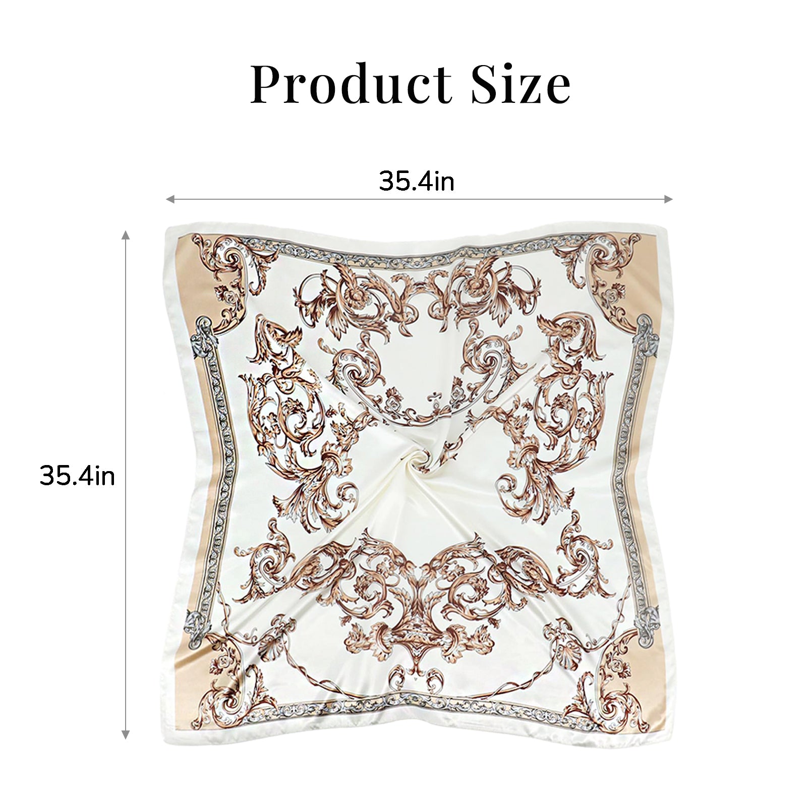 35" Square Silk Like Head Scarf Bandanas for Women Satin Scarves for Hair Wrapping and Sleeping at Night