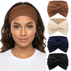 Solid Soft-Stretch Turban Headbands for Women | 4-Pack