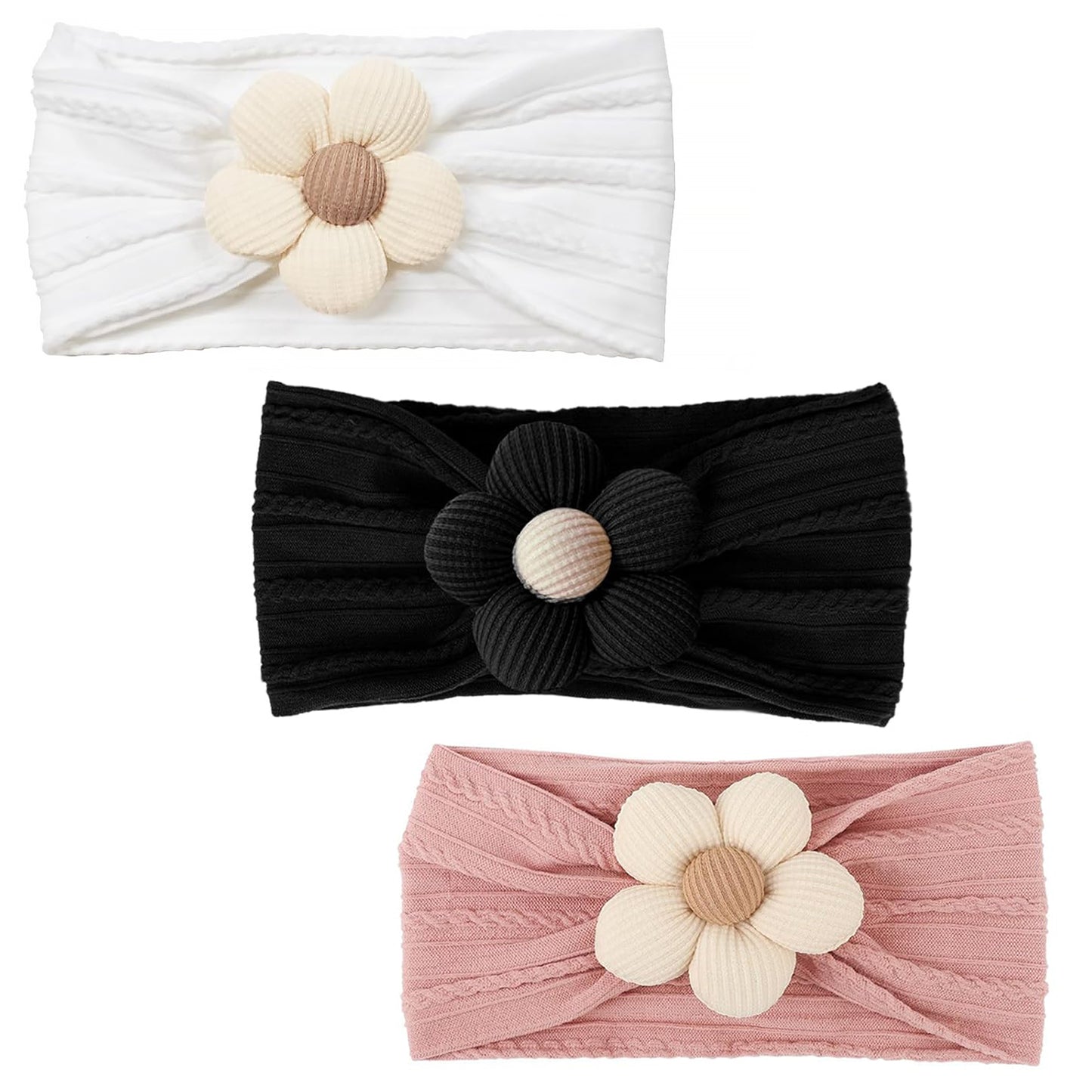 Baby Flower Headbands Soft Stretchy Nylon Hair Accessories for Newborn Infant Toddler