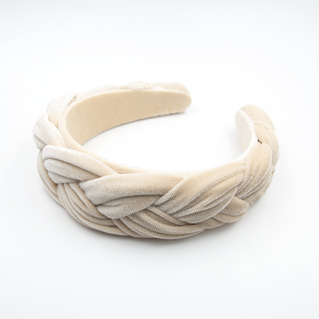 Braided Headbands Velvet Headband for Women Soft Twisted Hair Hoop Non-Slip Wide Padded Hairband for Makeup, Washing Face, Daily Wear