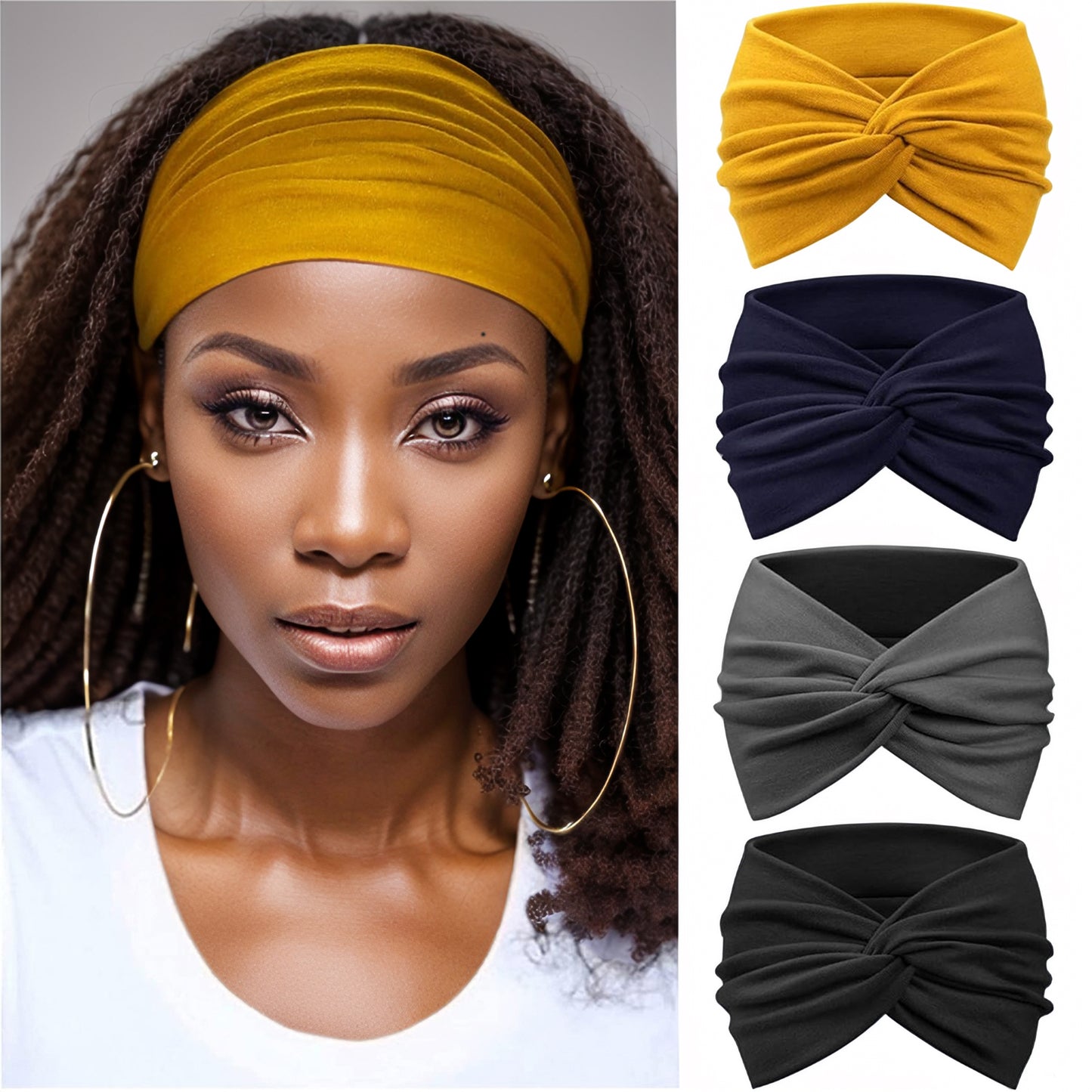 Wide Headbands for Women Turban Headband Twisted Knot Head Bands for Women's Hair Band Accessories