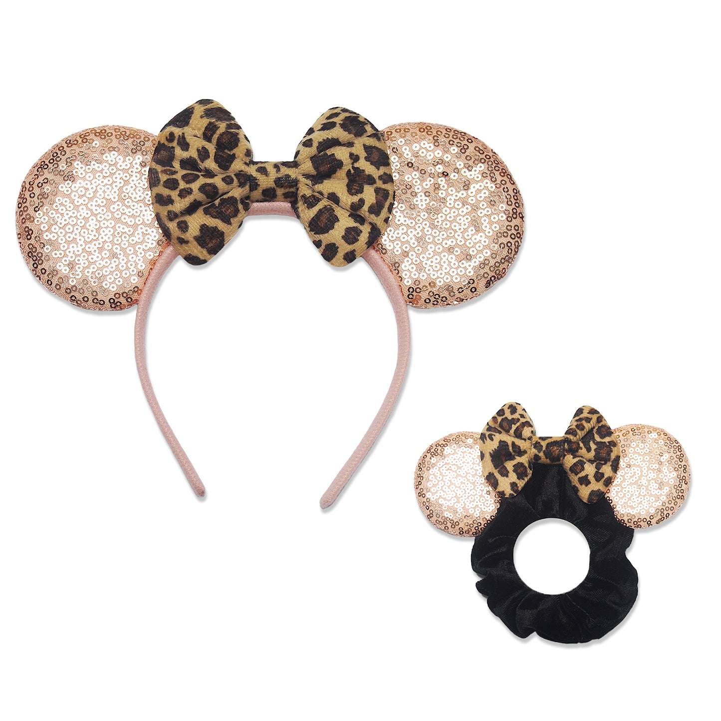 Dresyu Mouse Ears Headbands Sequin Bow Scrunchies - for Women and Girls Birthday Party Cosplay Halloween Costume