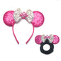 Dresyu Mouse Ears Headbands Sequin Bow Scrunchies - for Women and Girls Birthday Party Cosplay Halloween Costume
