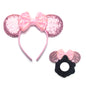 Dresyu Mouse Ears Headbands Sequin Bow Scrunchies - for Women and Girls Birthday Party Cosplay Halloween Costume