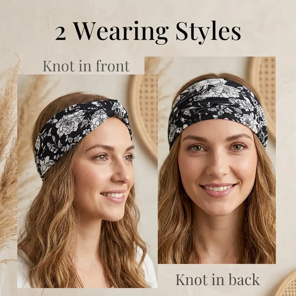 Paisley Bandana Print Headband 4-Pack | Soft Stretch Wide Sport Wraps | Non-Slip Retro Boho Hairbands | Dresyu