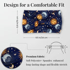 Celestial Star & Moon Headband 4-Pack | Soft Stretch Wide Sport Wraps | Non-Slip Galaxy Print Hairbands | Dresyu