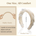 Braided Headbands Velvet Headband for Women Soft Twisted Hair Hoop Non-Slip Wide Padded Hairband for Makeup, Washing Face, Daily Wear
