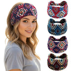 Boho Headbands 4-Pack | Wide Knotted Sport Headwraps | Non-Slip Performance Yoga Hairbands | Dresyu