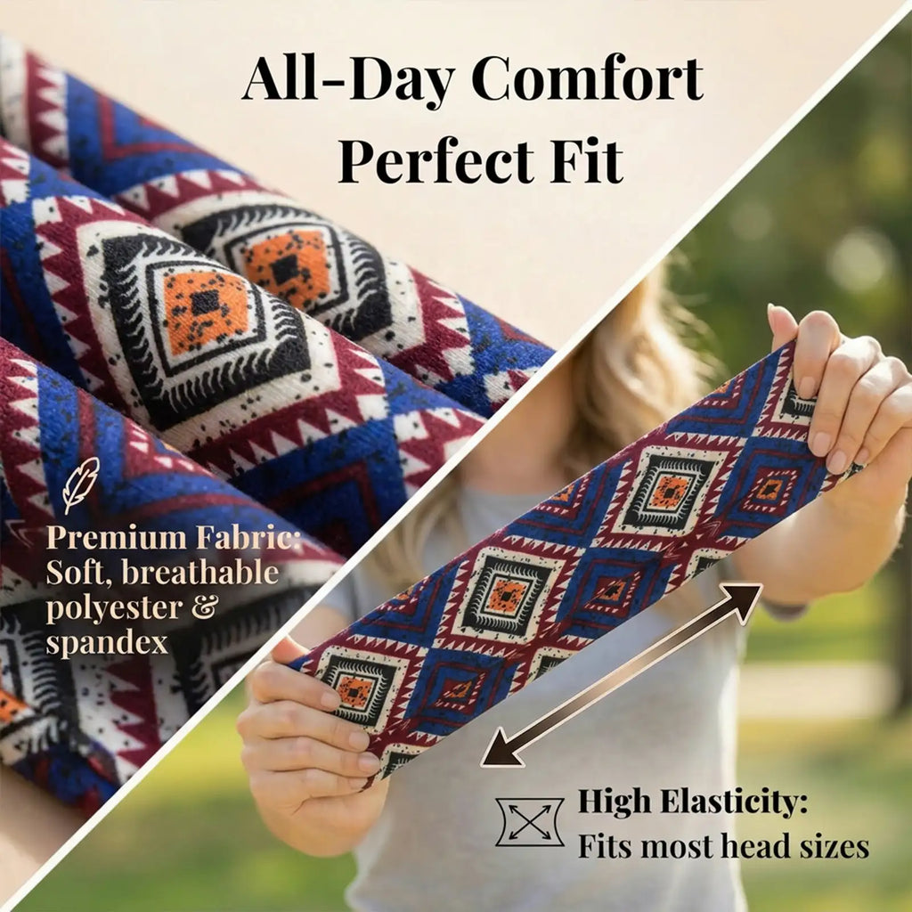 Boho Headbands 4-Pack | Wide Knotted Sport Headwraps | Non-Slip Performance Yoga Hairbands | Dresyu
