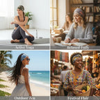 Floral Print Boho Headband 4-Pack | Soft Stretch Wide Hair Wraps | Non-Slip Turban Bands for Yoga & Daily Wear | Dresyu