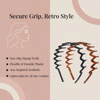 Zig Zag Headbands for Women Men, Non-slip Plastic Wavy Headband with Teeth Comb Hairbands Classic 90s Hair Accessories 2pcs