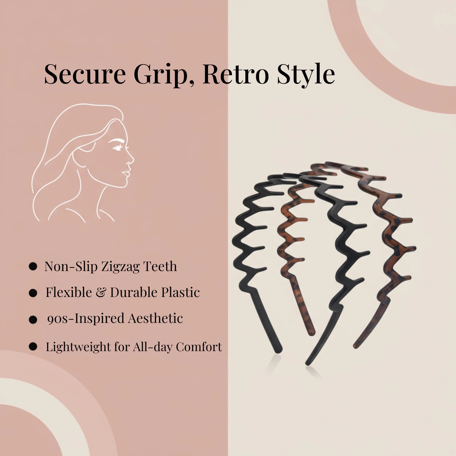 Dresyu Classic Zig Zag Wavy Headbands with Teeth Comb