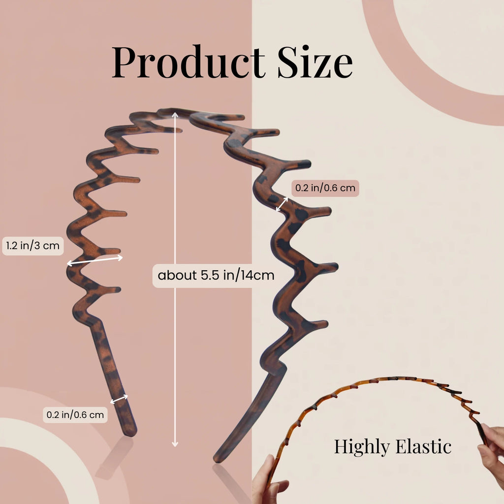 Dresyu Classic Zig Zag Wavy Headbands with Teeth Comb