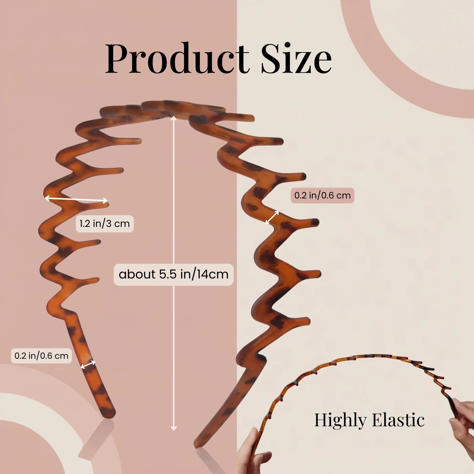Zig Zag Headbands for Women Men, Non-slip Plastic Wavy Headband with Teeth Comb Hairbands Classic 90s Hair Accessories 2pcs
