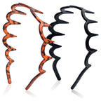 U Shape Fashion Hair Comb Headband with Teeth, High Cranium Zig Zag Headbands for Women Men Non-slip Plastic Hairbands Classic 90s Hair Accessories 2pcs