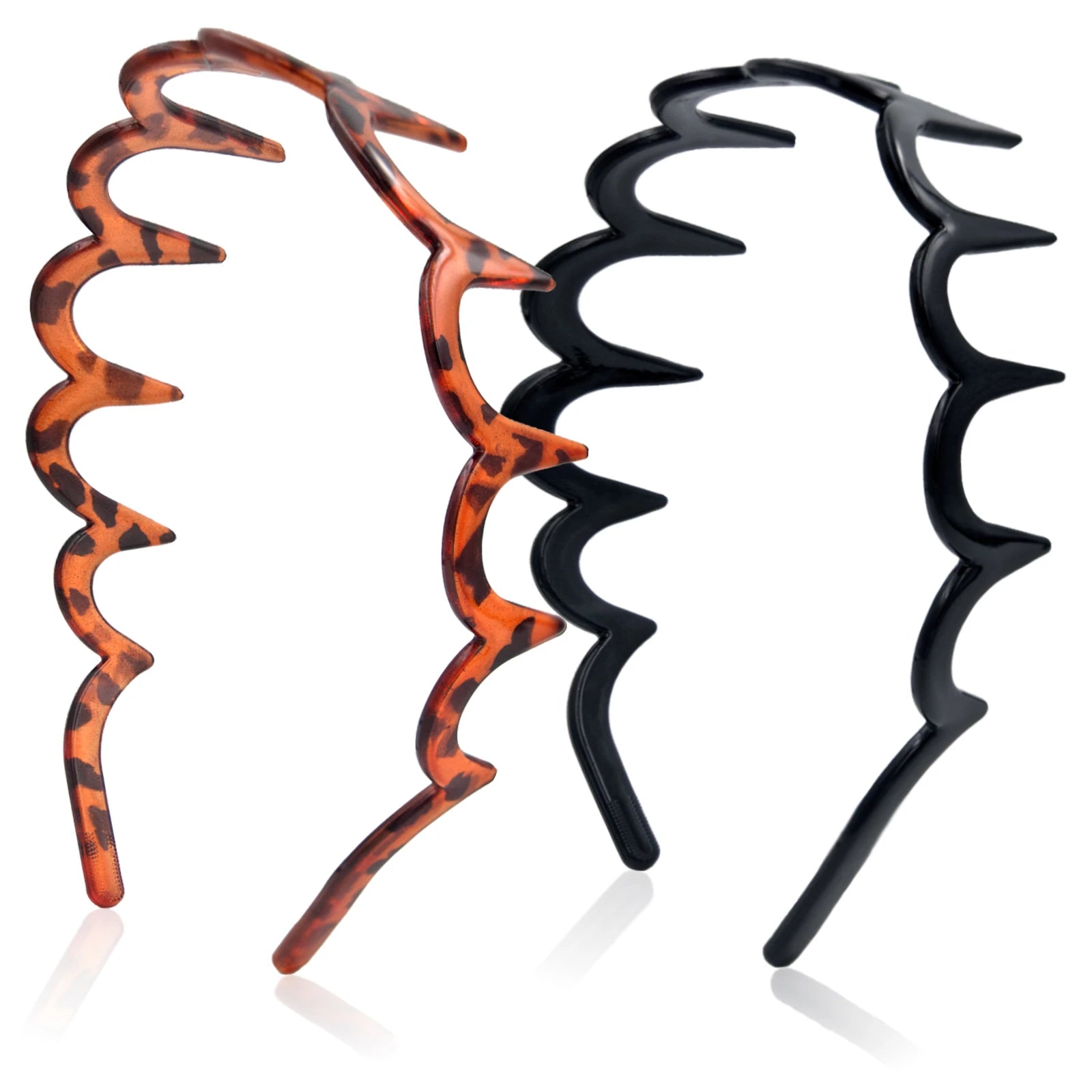 U Shape Fashion Hair Comb Headband with Teeth, High Cranium Zig Zag Headbands for Women Men Non-slip Plastic Hairbands Classic 90s Hair Accessories 2pcs