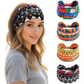 Boho Headbands 4-Pack | Wide Knotted Sport Headwraps | Non-Slip Performance Yoga Hairbands | Dresyu