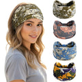 Floral Print Boho Headband 4-Pack | Soft Stretch Wide Hair Wraps | Non-Slip Turban Bands for Yoga & Daily Wear | Dresyu