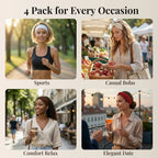 Solid Soft-Stretch Turban Headbands for Women | 4-Pack
