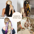 35" Square Silk Like Head Scarf Bandanas for Women Satin Scarves for Hair Wrapping and Sleeping at Night