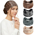 Paisley Bandana Print Headband 4-Pack | Soft Stretch Wide Hair Wraps | Non-Slip Retro Boho Sport Bands | Dresyu