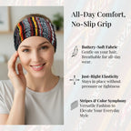 Boho Striped Headband 4-Pack | Soft Stretch Wide Sport Wraps | Non-Slip Tribal Print Hairbands | Dresyu