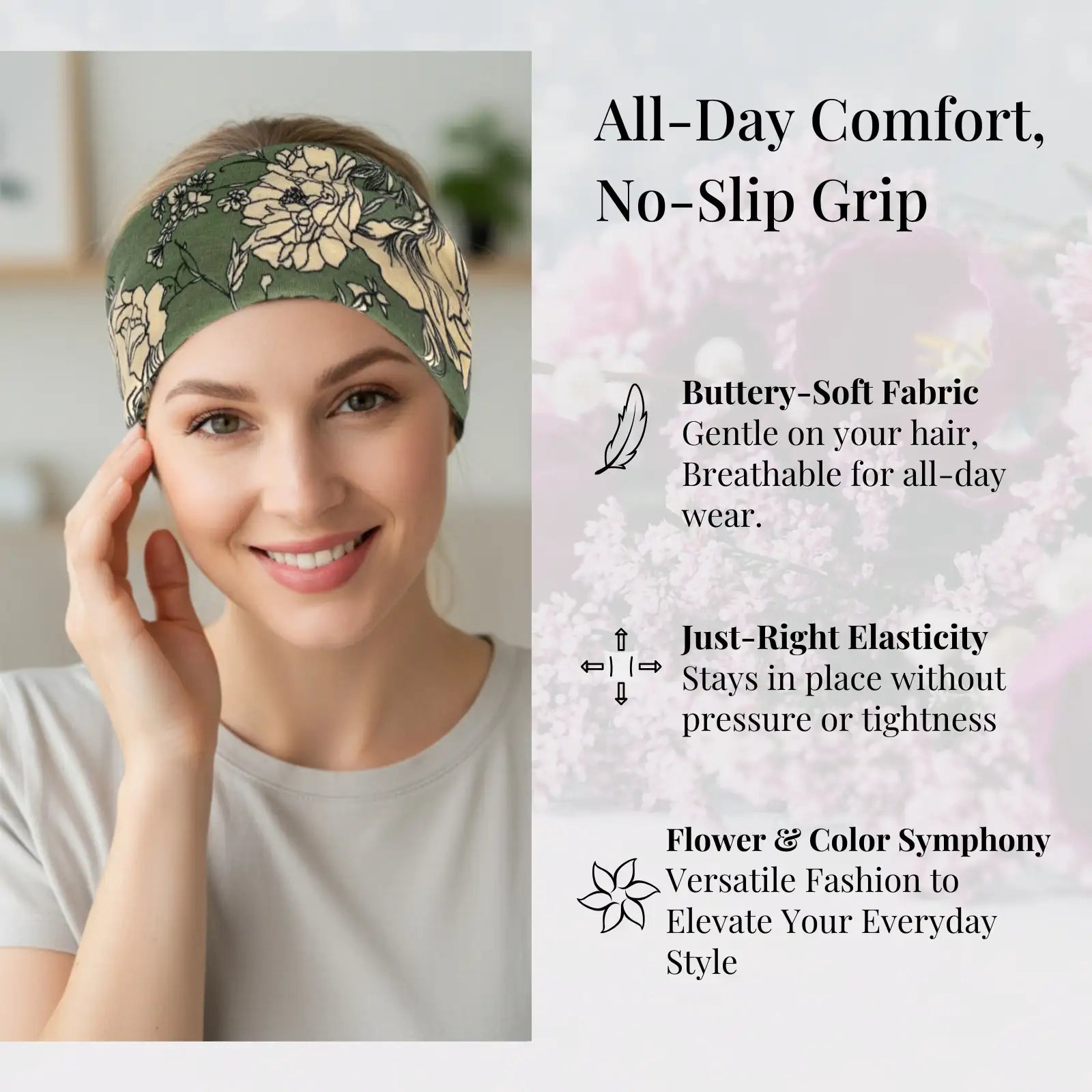Vintage Floral & Paisley Headband 4-Pack | Soft Stretch Wide Hair Wraps | Non-Slip Boho Turban Bands for Yoga & Daily Wear | Dresyu