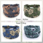 Vintage Floral & Paisley Headband 4-Pack | Soft Stretch Wide Hair Wraps | Non-Slip Boho Turban Bands for Yoga & Daily Wear | Dresyu