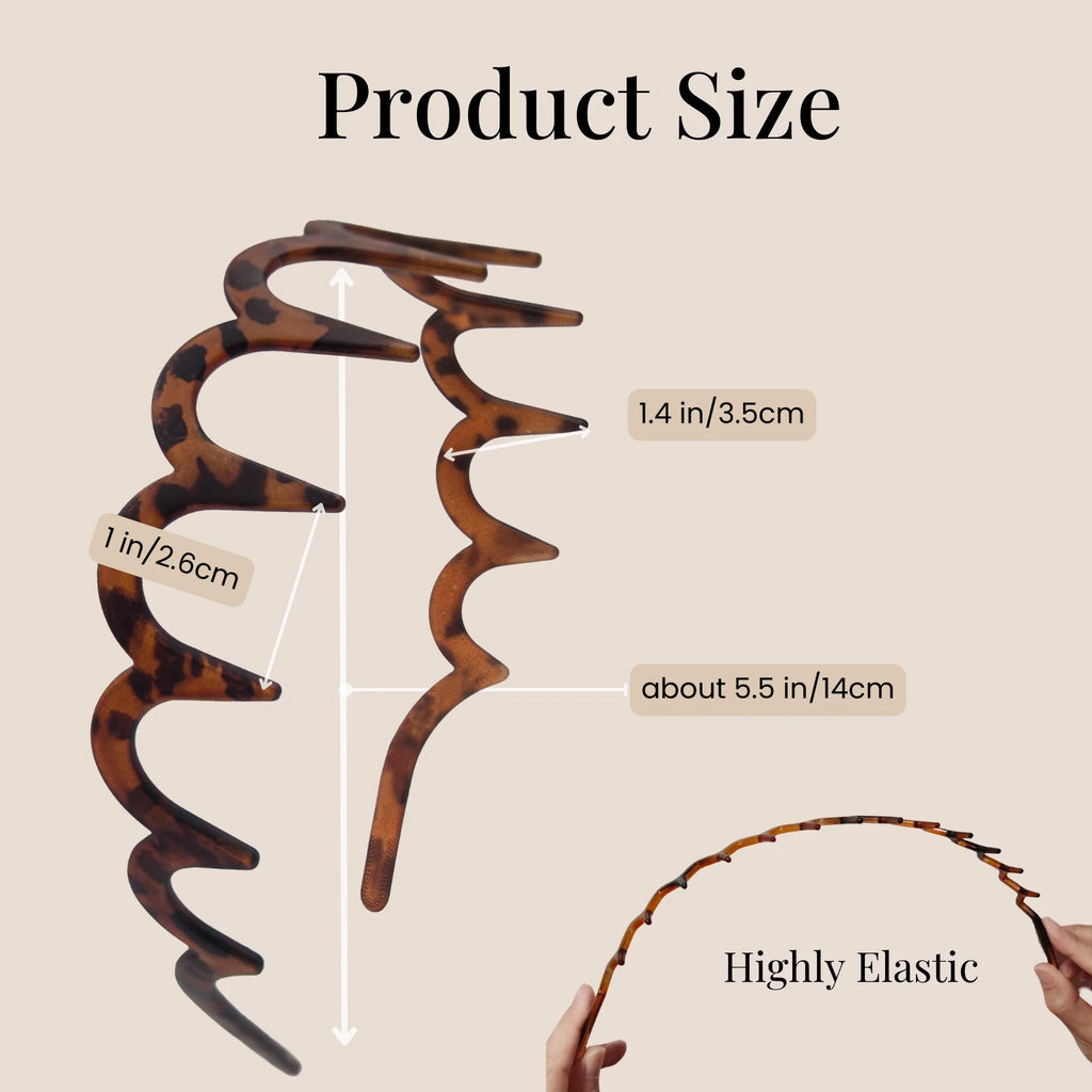 U Shape Fashion Hair Comb Headband with Teeth, High Cranium Zig Zag Headbands for Women Men Non-slip Plastic Hairbands Classic 90s Hair Accessories 2pcs