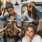 Vintage Paisley Bandana Headbands for Women | 4-Pack Soft-Stretch Wraps