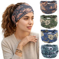 Vintage Floral & Paisley Headband 4-Pack | Soft Stretch Wide Hair Wraps | Non-Slip Boho Turban Bands for Yoga & Daily Wear | Dresyu